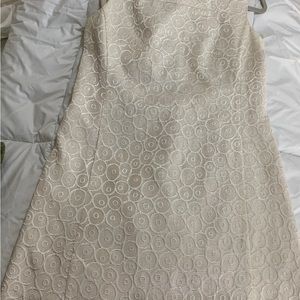 Nine West Gold Shimmering Textured Square Neck Party Dress